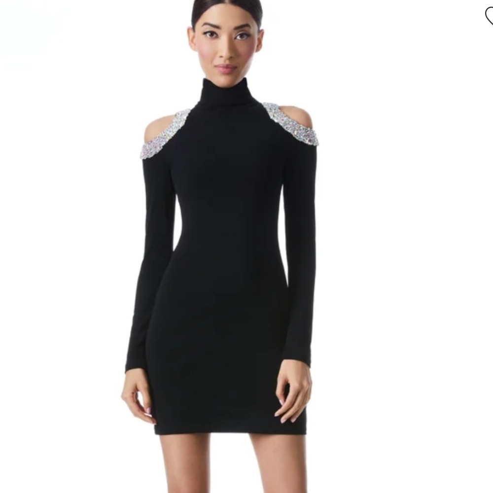 Alice + Olivia Delora Embellished Shoulder Dress